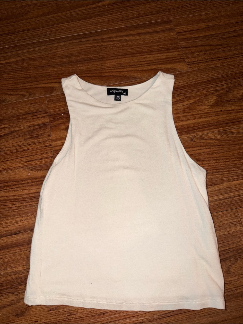Dry Goods Ivory Ribbed High Neck Tank